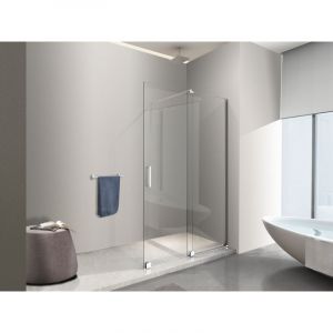 NALA Paroi de douche 8 mm &agrave; porte coulissante r&eacute;versible, hauteur 200 Cm.130 r&eacute;glable 126-130 cm