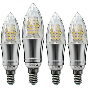 Jusch - Lot de 4 Ampoule led en Forme de Bougie E14 12W, &Eacute;quivalent 100W Ampoule Incandescente, Blanc Lumi&egrave;re du Chaud, Ampoule Bougie Petit Edison &agrave;