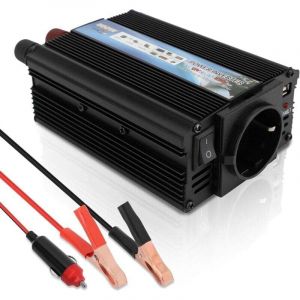 Convertisseur 500W 12V Convertisseur de Tension Power Inverter AC 220V, Onduleur Transformateur avec Allume Cigare Prise Electrique
