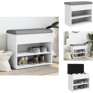Banc à chaussures blanc 62x32x50 cm bois d'ingénierie - Banc Chaussure - Banc Entrée - Rangement Chaussures - Meuble Salle D'entrée - Banc Design