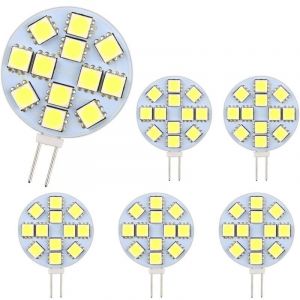 Ampoule G4 LED 2W, AC/DC12-24V, 200LM Blanc Froid 6000K, 12x 5050SMD, &Eacute;quivalent Ampoule Halog&egrave;ne 20w, Non-Dimmable, G4 Ampoule Ronde LED pour