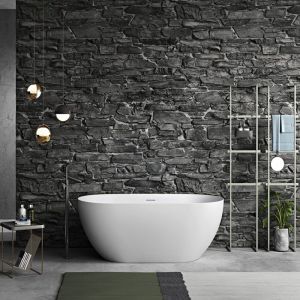 Baignoire &icirc;lot design ovale lisbon blanche 150 cm Brillant