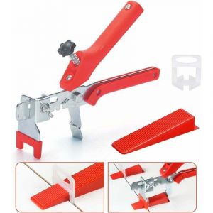 2,0 MM Kit D&rsquo;aide &Agrave; La Pose De Carrelage, Kit De Nivellement Pour Carrelage Avec 1 Pince, 400 Clips(2,0 Mm), 100 Cales R&eacute;utilisable Pour La Pose De