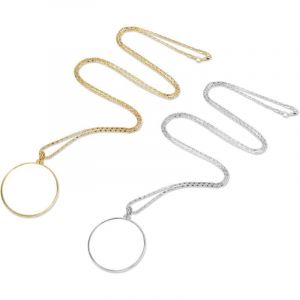 Pendentif Loupe 5X, 2 Pi&egrave;ces Mini Loupe Monocle Lentille Portable Monocle Loupe