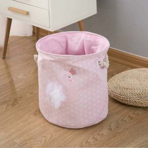 Panier &agrave; linge pliable grande bo&icirc;te de rangement en tissu panier &agrave; linge d&eacute;bris v&ecirc;tements sales panier sp&eacute;cial cygne/rose