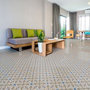 Stickers Sol Anti-d&eacute;rapant avec Protection - carreaux de ciment sol vinino - 1 sticker de 45x45cm