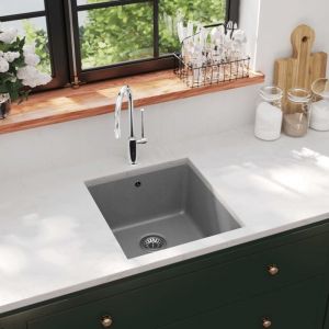 Maison Chic - vier de cuisine-Vasque de cuisine en granit Bac unique Gris 856260