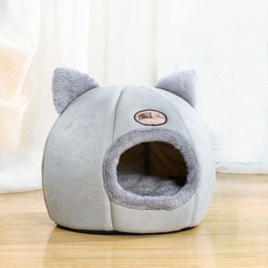 Eosnow Tente pour animal domestique - Lit grotte pour chats/petits chiens - Tente 2 en 1 en velours auto-chauffante pour chat/lit pour chaton/cabane