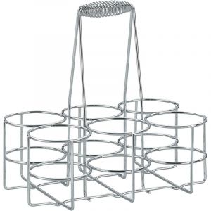 1 ensemble, panier &agrave; bouteilles en m&eacute;tal chrom&eacute; 22,5 x 15 x 27 cm, diam&egrave;tre int&eacute;rieur de l'anneau 6,8 x hauteur 9 cm, peut contenir 6 bouteilles de