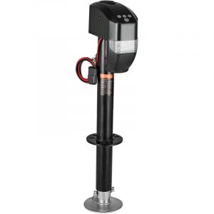 VEVOR Cric de Remorque Electrique, 2267 kg, Cric de Camping-car Robuste avec Connecteur a 2 Voies, Telecommande, Manivelle, LED, Housse de Cric,