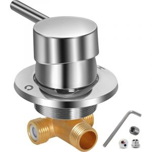 Mitigeur Thermostatique de Douche en Laiton, Robinet de Sortie Deux en Un G1/2" pour Salle de Bain, Eau Froide et Chaude pour Cabine de Douche