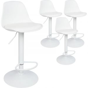 Wyctin - Hofuton Tabouret de Bar Lot de 4, Tabouret de Bar en Cuir Synthétique, Réglable en Hauteur, Blanc
