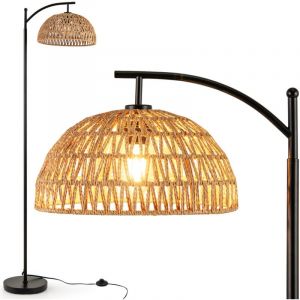 Lampadaire Arc Moderne 160 cm avec Abat-Jour Suspendu, Douille Standard E26 et Interrupteur à Pédale, Lampe Debout pour Salon, Chambre