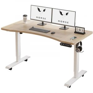 Bluenara - 140x76cm Bureau Assis Debout Électrique-Bureau Ergonomique Courbé Standing Desk Réglable, 69-115cm Avec 4 Claviers à Mémoire