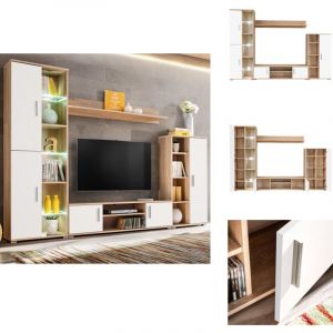 Vidaxl - Meuble tv mural avec lumière led Chêne sonoma et blanc - Meubles Tv - Meuble Tv Mural - Rangement Salon - Unit Tv Murale - Bibliothèque