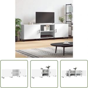 The Living Store - Meuble tv blanc 150x30x50 cm bois d'ing&eacute;nierie - Meubles Tv - Meuble Tv - Armoire Multimedia - Rangement Tv - Meuble Salle S&eacute;jour