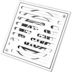 Siphon de sol inox anti odeur carr&eacute; 150x150mm, drainage rapide pour salle de bain, douche et &eacute;vier de cuisine