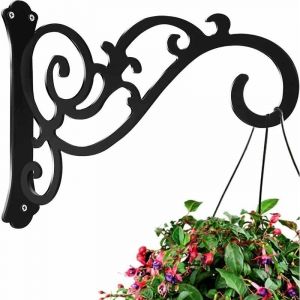 Noir Porte Plantes Suspendues Crochets en Fer Muraux Porte Plantes Suspendues Crochets pour Pot de Fleurs d'Extrieur Dcoration