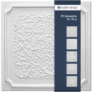 Marbet Design dalles plafond polystyr&egrave;ne EPS blanc 30 d&eacute;cors diff&eacute;rents 50x50cm paquet &eacute;conomique: Antik, 2 m&sup2; / 8 panneaux
