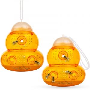 Lntyq - Piège à Guêpes et Frelons Suspendu (Lot de 2) - Solution Naturelle Anti-Guêpe Attrape Insecte pour Intérieur et Extérieur (Orange)