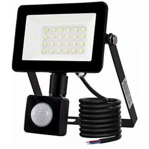 Projecteur LED extérieur 20W avec détecteur de mouvement 6500K Projecteur LED extérieur, IP66 avec lampe de sécurité à détecteur de mouvement, pour
