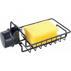 Aiperq Organiseur D'&eacute;vier Noir, Porte &Eacute;ponge Robinet, Espace De Rangement Pour Le Liquide Vaisselle Et L'&eacute;ponge, Fixation Facile Sur L'&eacute;vier Ou Le