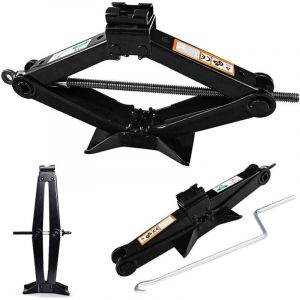 cric &agrave; ciseaux de levage automobile antirouille de 2 tonnes avec manivelle, hauteur de levage 85-385 mm, cric de levage en acier robuste g&eacute;n&eacute;ral,