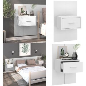 Table de chevet murale Blanc - Table De Chevet Murale - Meuble De Chambre - Armoire De Chevet - Étagère Murale - Rangement Mural - Home & Living