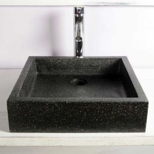 Vasque à poser timbre noire carrée en Terrazzo pour salle de bain design