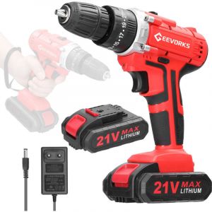 Visseuse Devisseuse Sans Fil 21V, Perceuse Visseuse Sans Fil avec 2 Batteries 1200mAh, 25+3 R&eacute;glages de Couple Perceuse, 2 Vitesses, LED Visseuse