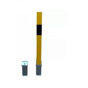 Kit poteau amovible 100P-YB jaune/noir (clefs distinctes) haute r&eacute;sistance avec 2 bases enterr&eacute;es