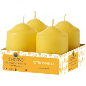 Bougies Citronnelle D38 H56 Lot De 4 En Barquette - Devineau