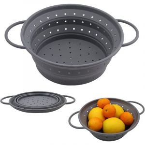 Passoire &agrave; P&acirc;tes Pliable 21 cm Passoire Pliable Silicone Passoires de Cuisine avec Poign&eacute;es Egouttoir P&acirc;tes Retractable pour Egoutter P&acirc;te L&eacute;gumes