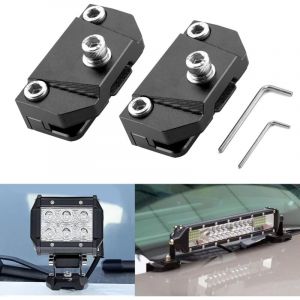 Supports de feux de foss&eacute; en aluminium noir pour capot 2 pi&egrave;ces, supports de fixation universels pour barre lumineuse LED, charni&egrave;re de capot,