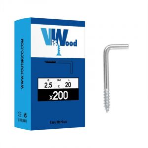 Gond &agrave; vis zingu&eacute; - diam&egrave;tre 2,5 mm - 20 mm - Bo&icirc;te de 200 pi&egrave;ces Viswood