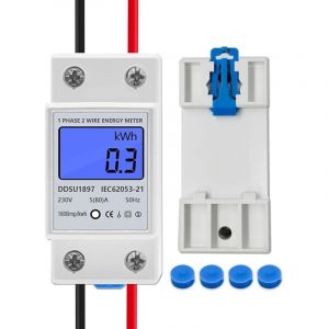Compteur de consommation &eacute;lectrique, compteur d'&eacute;nergie &eacute;lectrique monophas&eacute; deux fils, num&eacute;rique LCD 220 V 5 (80) &agrave; 50/60 Hz, compteur de