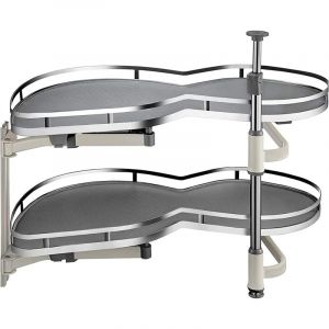 Evotrade - Panier d'Angle pour Meuble Bas de Cuisine – 2 Plateaux avec Fermeture Amortie – Compatible avec Portes de 45 à 60 cm. (Ouverture Porte à