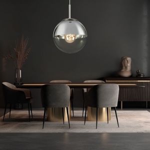 Globo - Suspension boule de verre boule de verre chrome lampe de salle à manger suspension verre, métal, 1x douille E27, DxH 25x120 cm