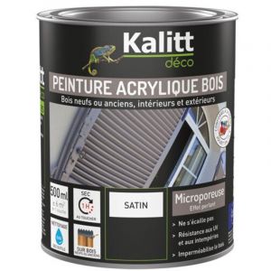 Peinture Acrylique Bois Satin 0.5 L Gris Anthracite - Kalitt Deco