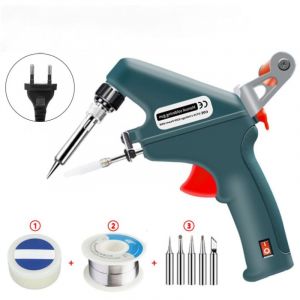 Kit de Fer &agrave; Souder, 60 W 220 V Pistolet &agrave; Souder avec Interrupteur Marche/Arr&ecirc;t, Outil de Soudage &agrave; une Main avec Fil &agrave; Souder 50g, 5 Pannes &agrave;
