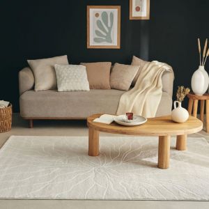 Tapis salon et chambre 160x230 beige rectangle tiss&eacute; motif abstrait ECHO 5