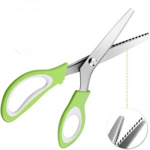 Ciseaux &agrave; denteler Ciseaux Cranteurs de Couture pour Tissu Qualit&eacute; Professionnelle 24cm- Verts