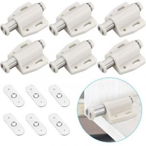 6 PCS Loqueteau Magn&eacute;tique &agrave; Pression Loquet Aimant&eacute; en Plastique Loquet Magn&eacute;tique &agrave; Fermeture Douce pour Porte Cabinet Tiroir Placard Coulissante