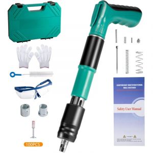 Pistolet &Agrave; Clous Manuel En Acier, Pistolet &Agrave; Rivet, Cloueur Beton, Pistolets &Agrave; Ongles, Cloueuse Rivet Avec 100 Clous, Gants, Lunettes De Protection