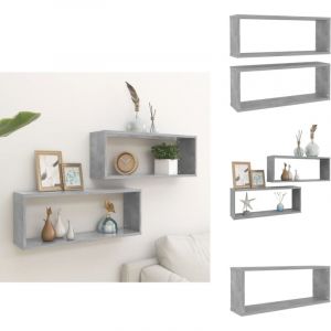 Vidaxl - tag&egrave;res murales cube 2 pcs Gris b&eacute;ton Bois d'ing&eacute;nierie - Etagere Murale - Rangement Mural - Etageres Cubes - Meuble Deco - Decoration Murale