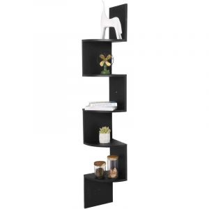 Woltu - tagère d'angle flottante avec 5 étages Étagère murale Style Zigzag pour placer image/magazine/photo, Étagère suspendue, Noir