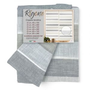 Tex Family - paire de rideaux verre modernes 45 ou 60 ou 85 de large rigone Gris et Gris Tourterelle paire (2 feuilles) cm. 85X240