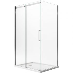 Parois cabine de douche angulaire avec easy-clean h 200 verre transparent 8 mm mod. Prime duo 1 porte 90X140 vers gauche
