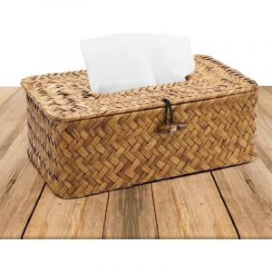 Bo&icirc;te &agrave; Mouchoirs en Rotin, Boite &agrave; Rectangulaire Mouchoir Naturelle Faite &agrave; la Main, Distributeur de Mouchoirs Decorative, Housse de Bo&icirc;te &agrave;