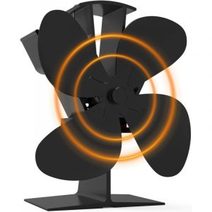 Ventilateur Chemin&eacute;e de Po&ecirc;le &agrave; Bois Silencieux avec 4 Pales, Stove Fan Chaleur Efficacit&eacute; Accrue pour Po&ecirc;le &agrave; Granul&eacute;s Gaz B&ucirc;che
